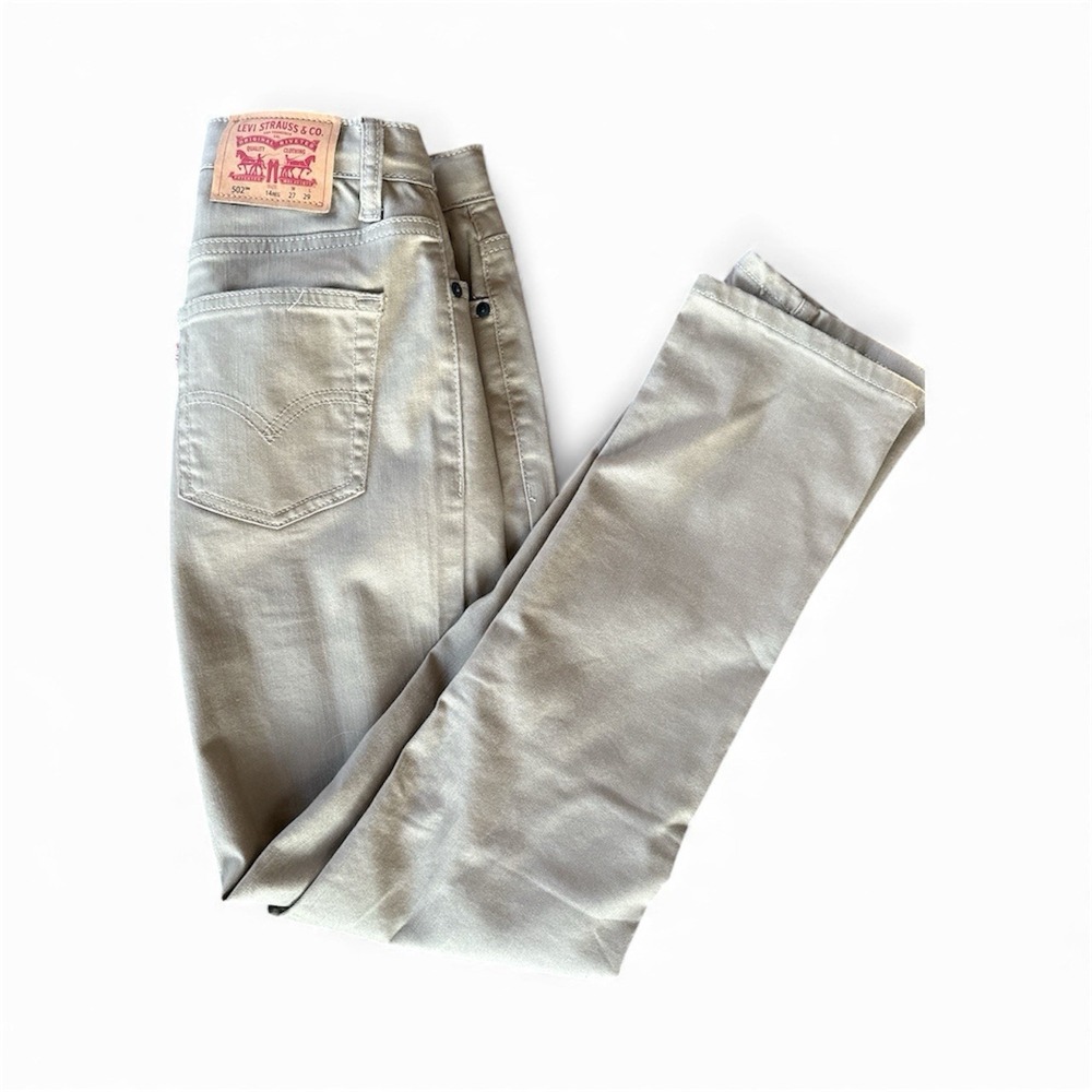 Levi's 502 Youth 14 Jeans Gray Khaki Stretch Straight Leg Chino Pants Boys